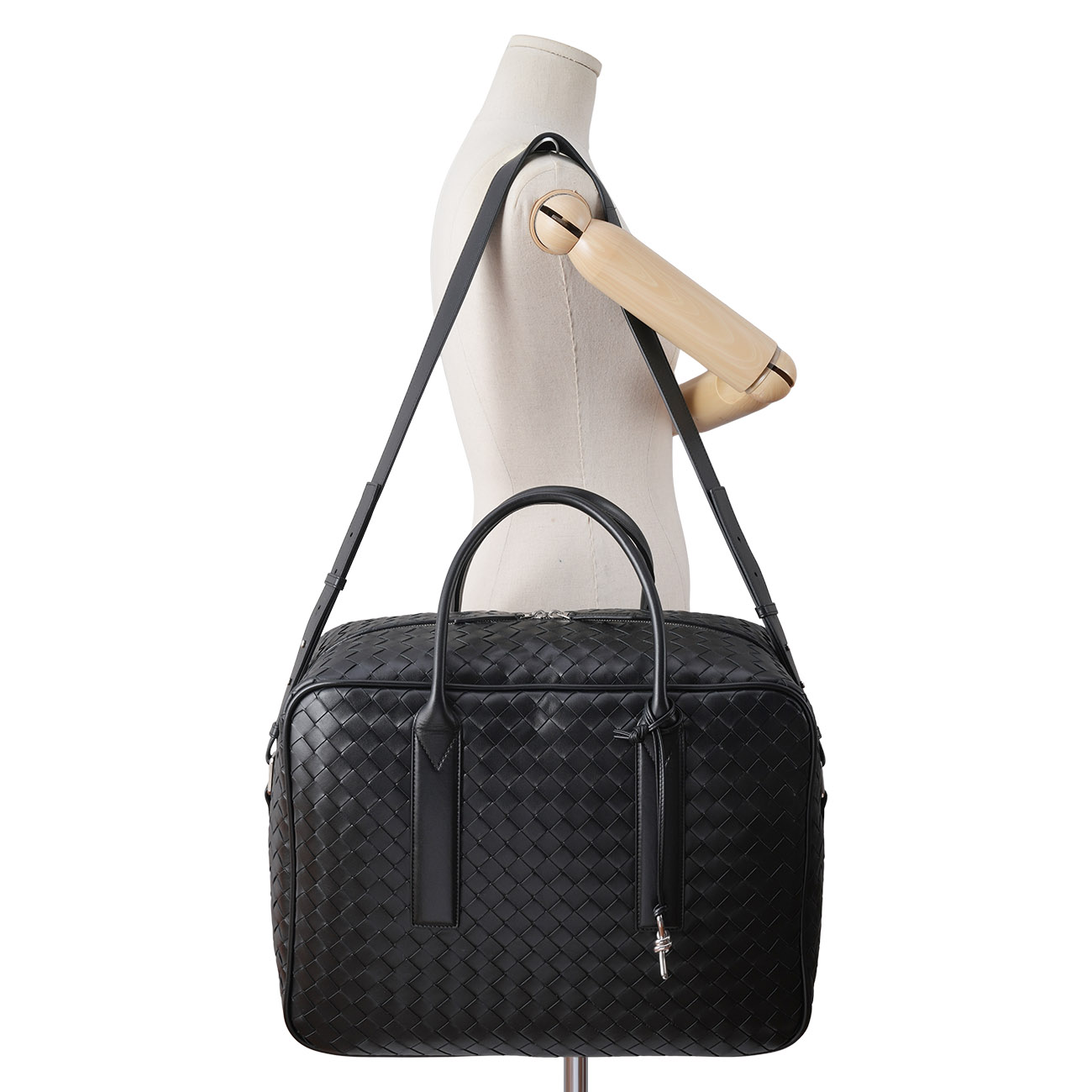 BOTTEGA VENETA(USED)보테가베네타 인트레치아토 겟어웨이 미디엄 트래블백 블랙